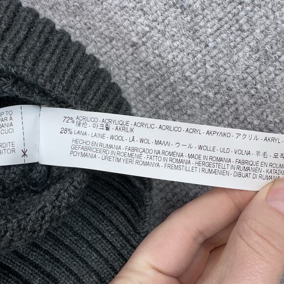 Zara Man Wool Blend Cable Knit Sweater Men's Size Large Shawl Collar Charcoal - Picture 6 of 8